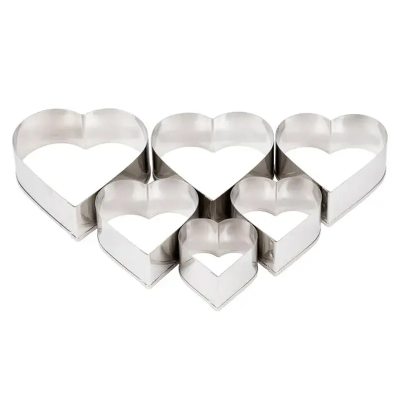 6 Piece Stainless Steel Heart Shape Cutter Set