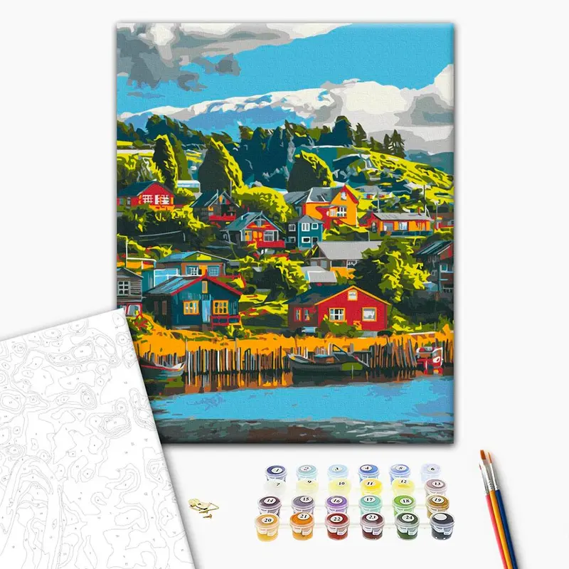 Paint by Numbers Kit - "Coloured Village"