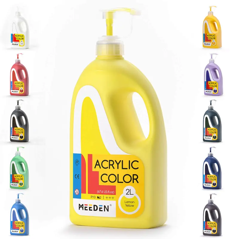 MEEDEN Acrylic Paint with Pump Lid, 11 Colors Available, 2L / 67.6 oz