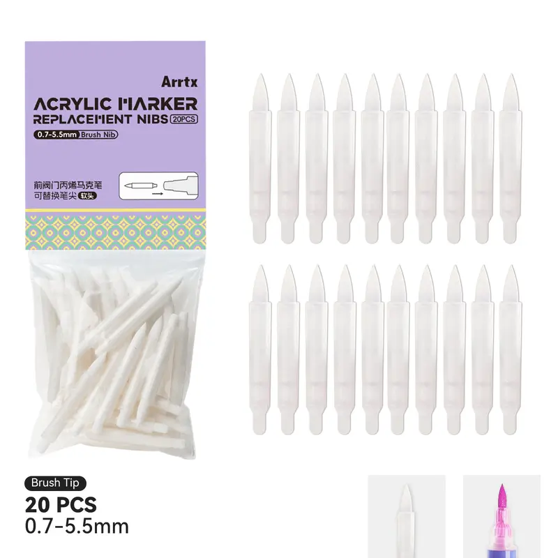 Arrtx Replacement Brush Tips Of 3mm Tip Valve Acrylic Marker Series