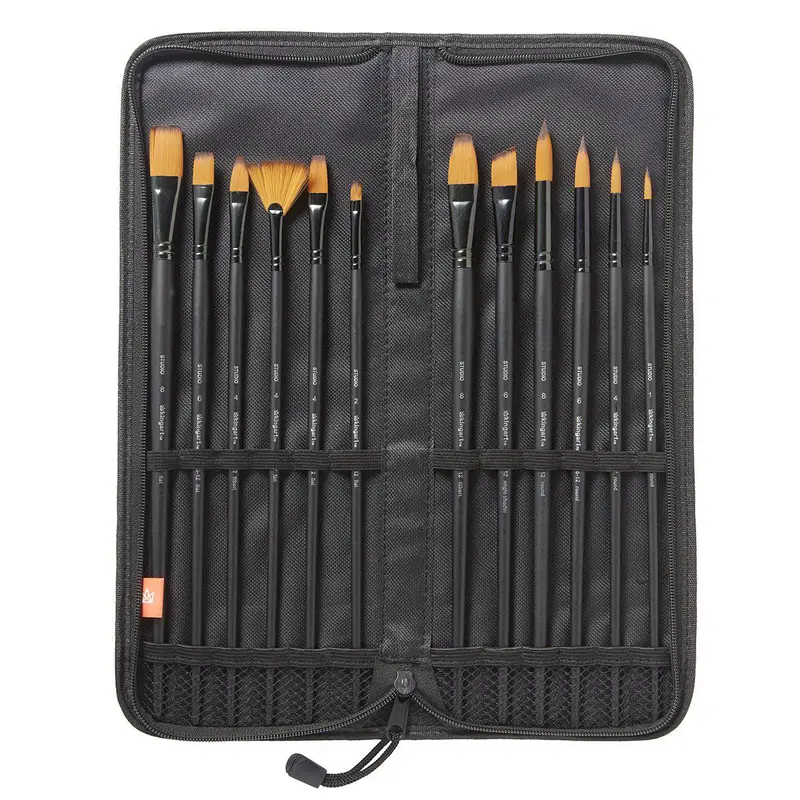 Brush Set Oil & Acrylic in Case 12 pc