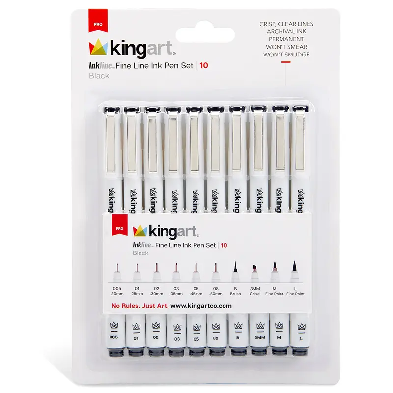 Inkline Fine Line Black Ink Pens 10 pc