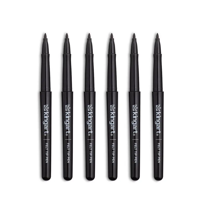 Felt Tip Black Ink Pens 6 pc