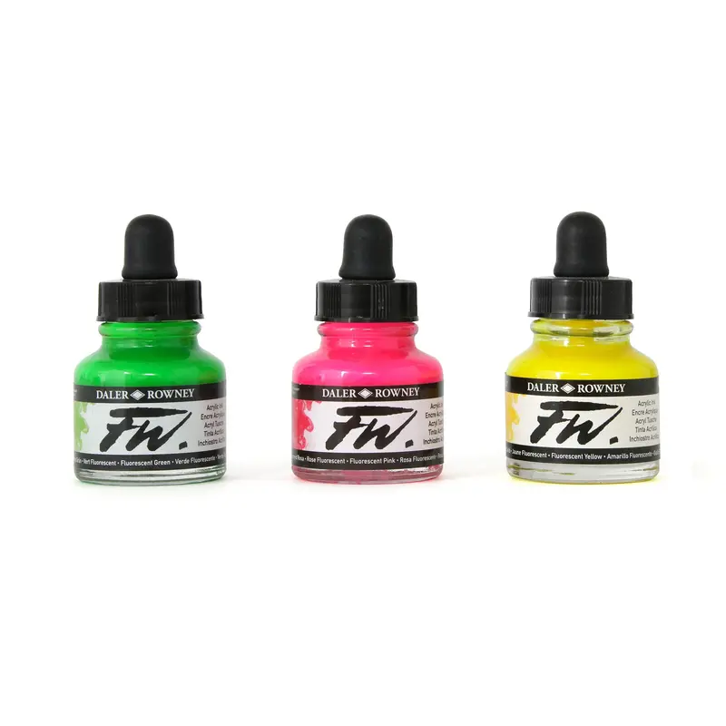 FW Artists Acrylic Fluorescent Ink - Fluorescent Yellow