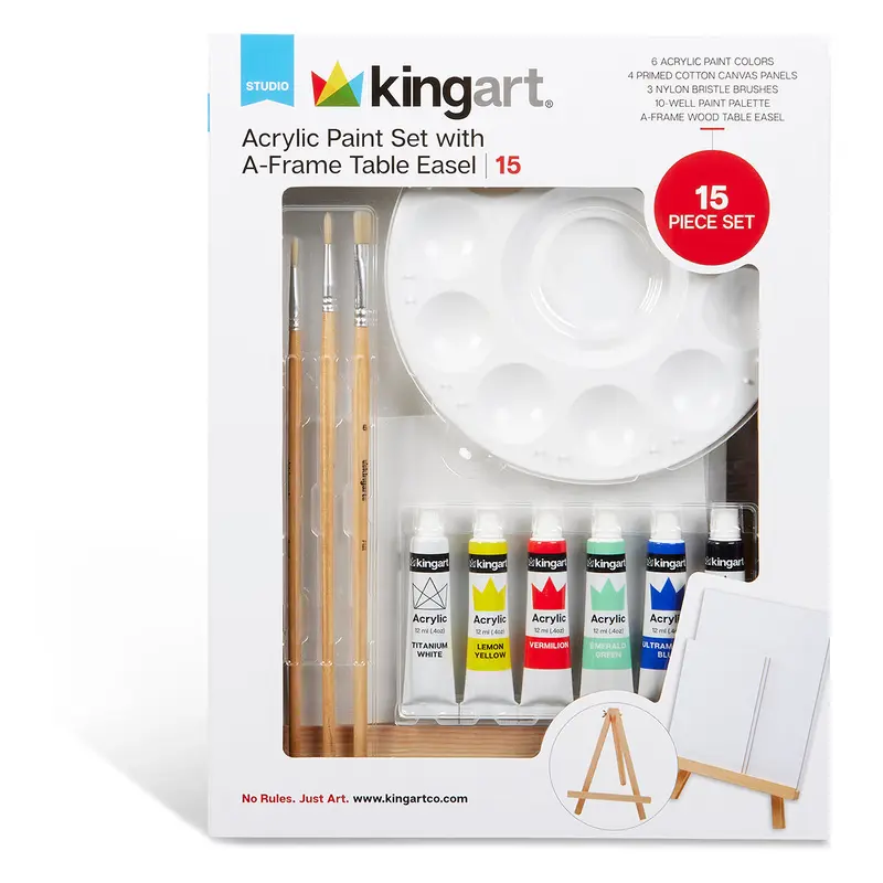 Acrylic Paint Easel Set 15 pc