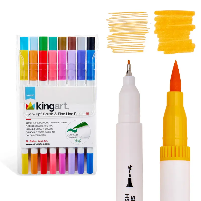 Twin-Tip Brush & Fine Coloring Markers 16 Colors