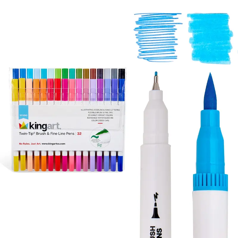 Twin-Tip Brush & Fine Coloring Markers 32 Colors