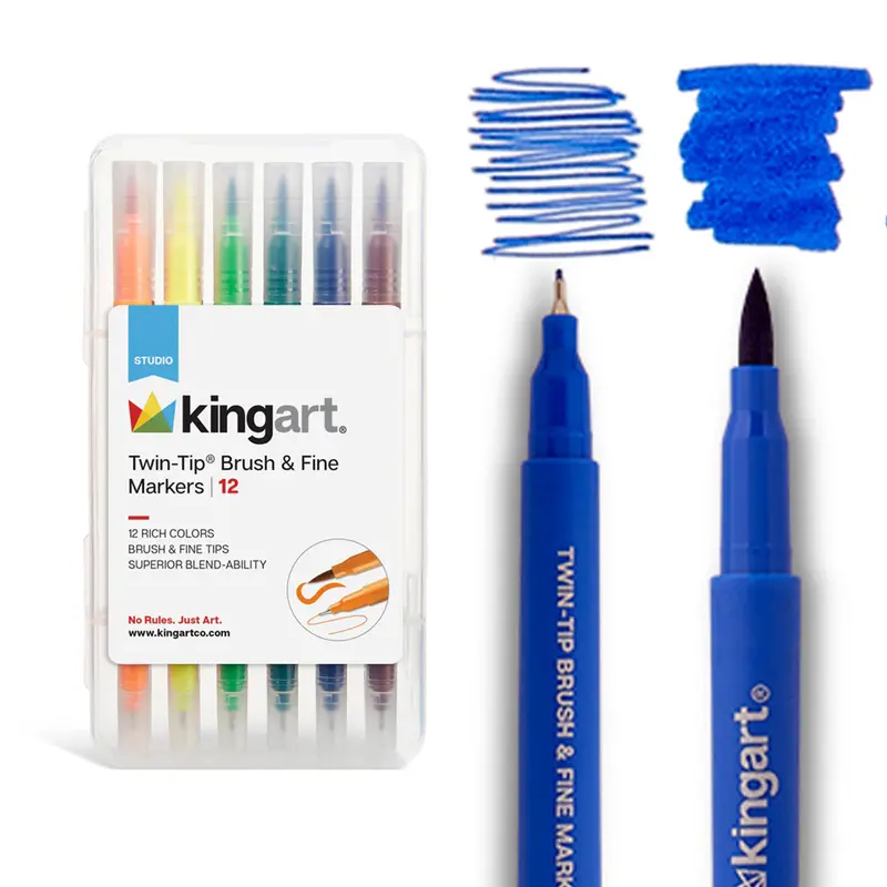 Twin-Tip Brush & Fine Markers 12 Colors