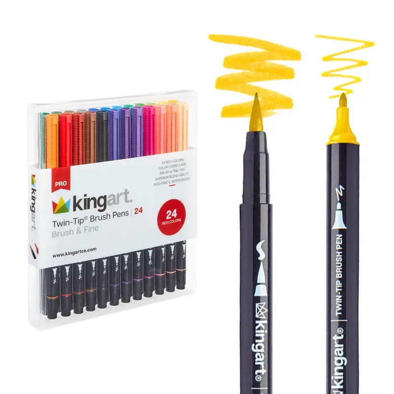 Twin-Tip Brush Pens 24 Colors