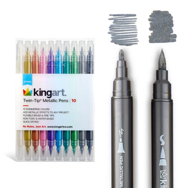 Twin-Tip Metallic Pens - 10 Colors