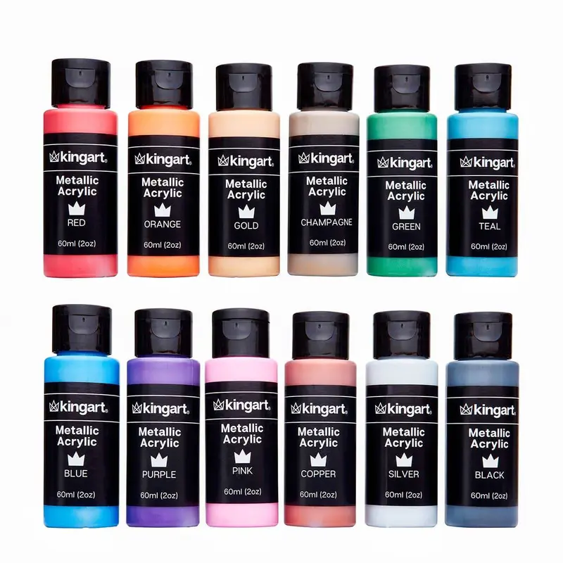 Acrylic Paint - 12 Metallic Colors 60ml