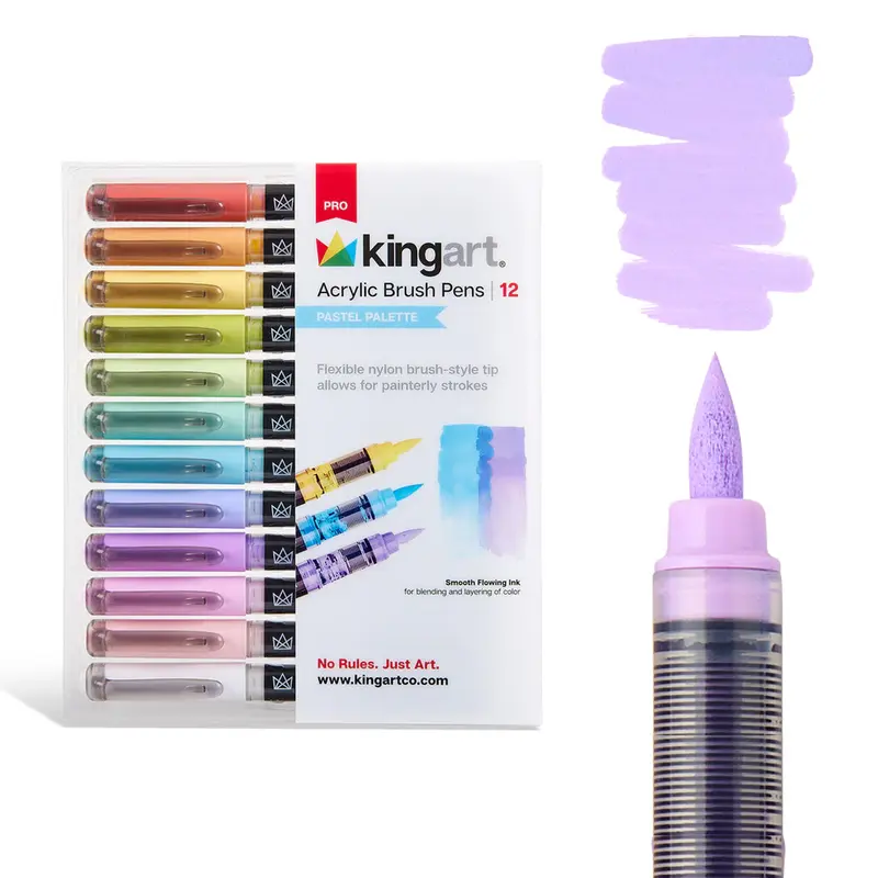 Acrylic Paint Brush Tip Pens - 12 Pastel Colors
