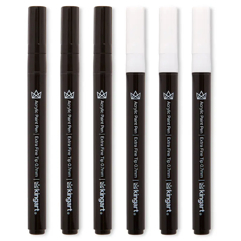 Acrylic Paint Pens Extra Fine - Black & White 6 pc