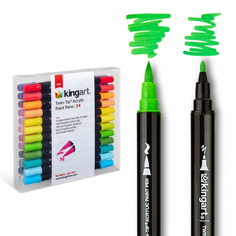 Dual Tip Acrylic Paint Pens - 24 Colors
