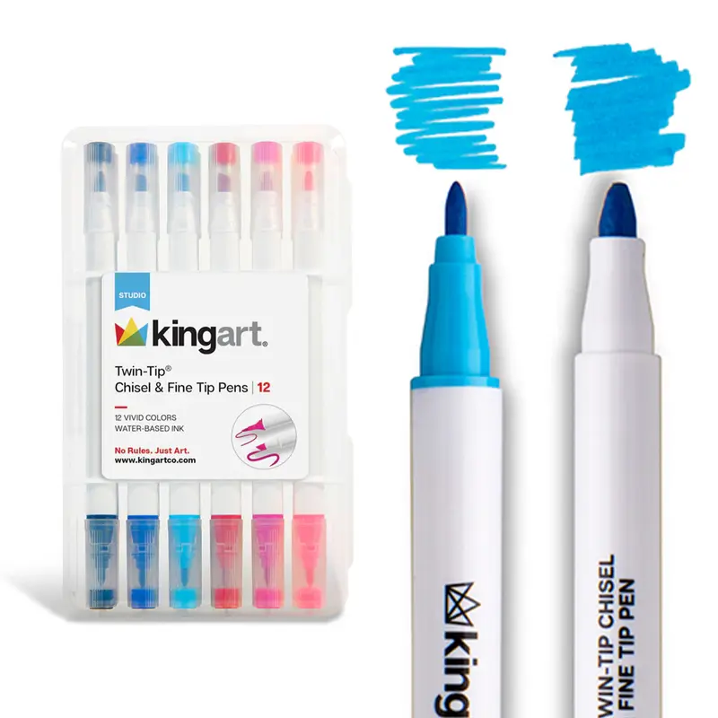 Twin-Tip Chisel & Fine Markers 12 Colors