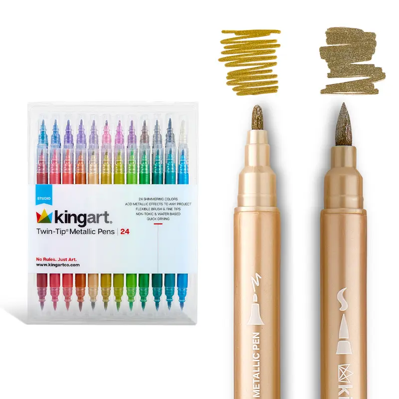 Twin-Tip Metallic Pens 24 Colors