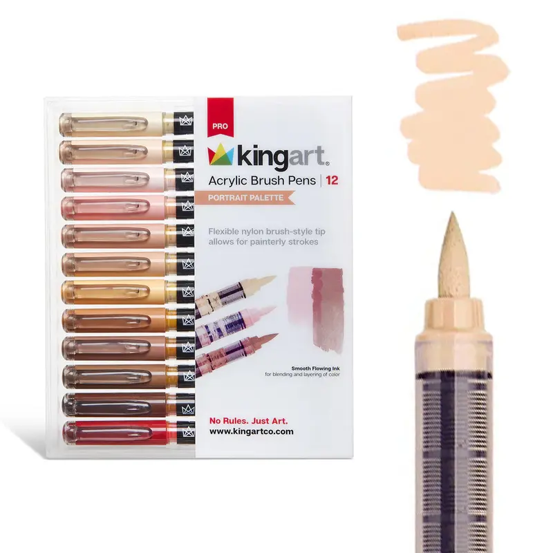 Acrylic Paint Brush Tip Pens - 12 Portrait Colors