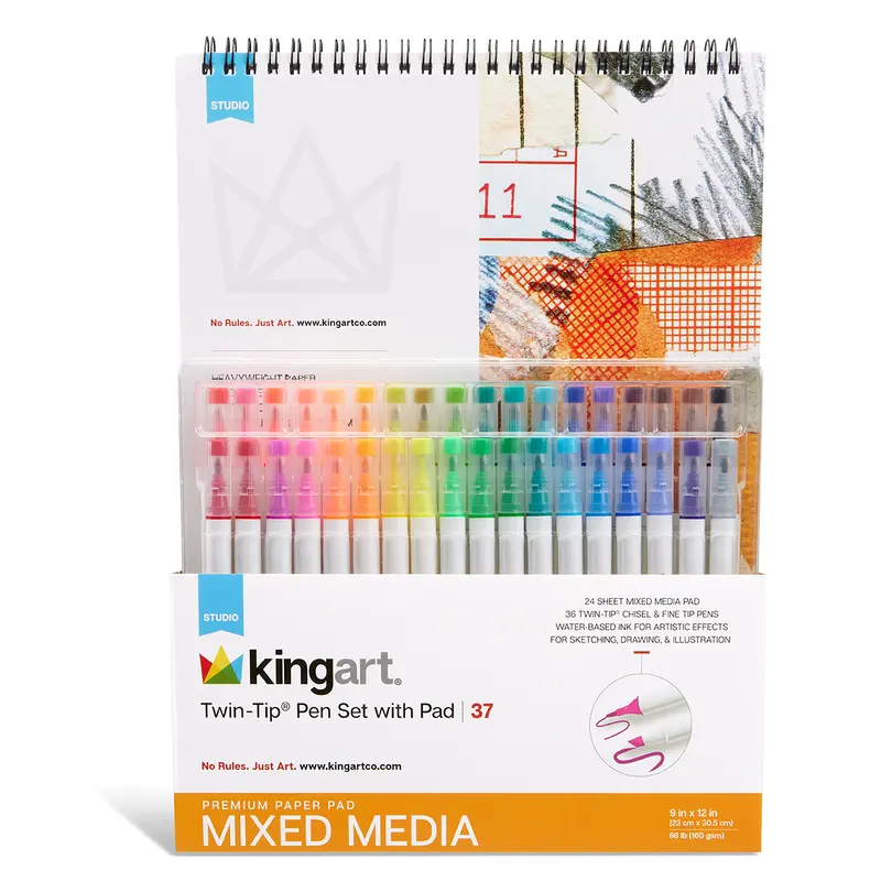 Chisel & Fine Pens 36 pc with Mixed Media Pad