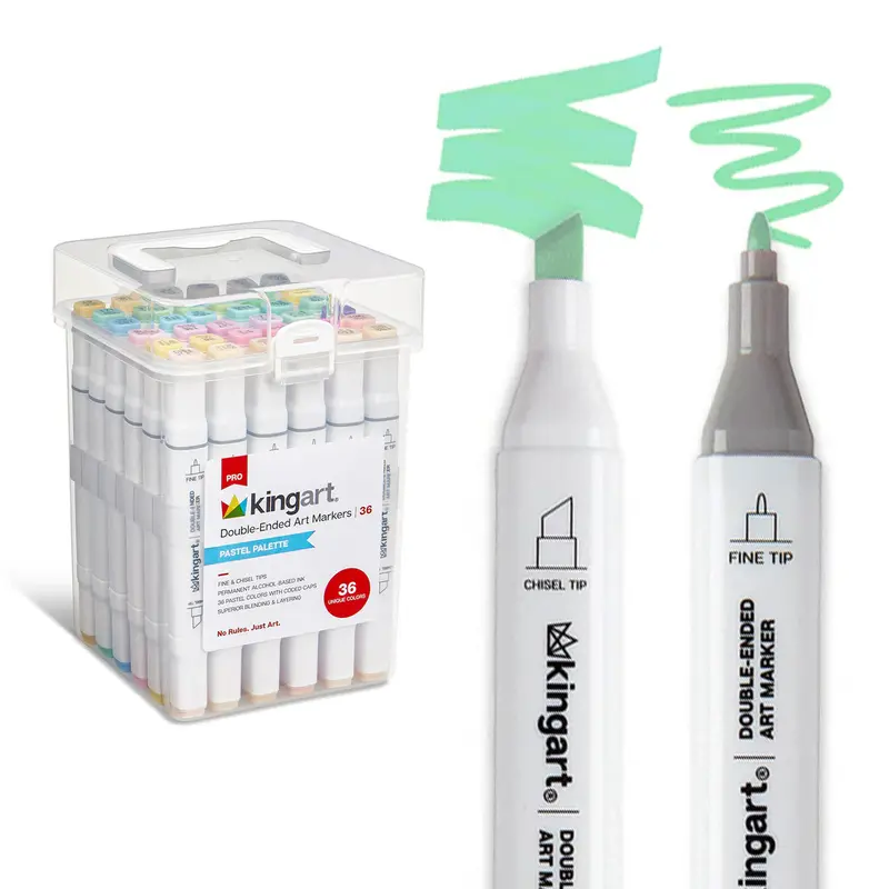 Double-Ended Alcohol Markers - 36 Pastel Colors