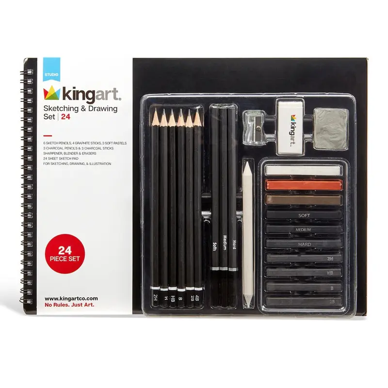 Sketching & Drawing Combo, Hardcover Book & 24 pc Pencil Set