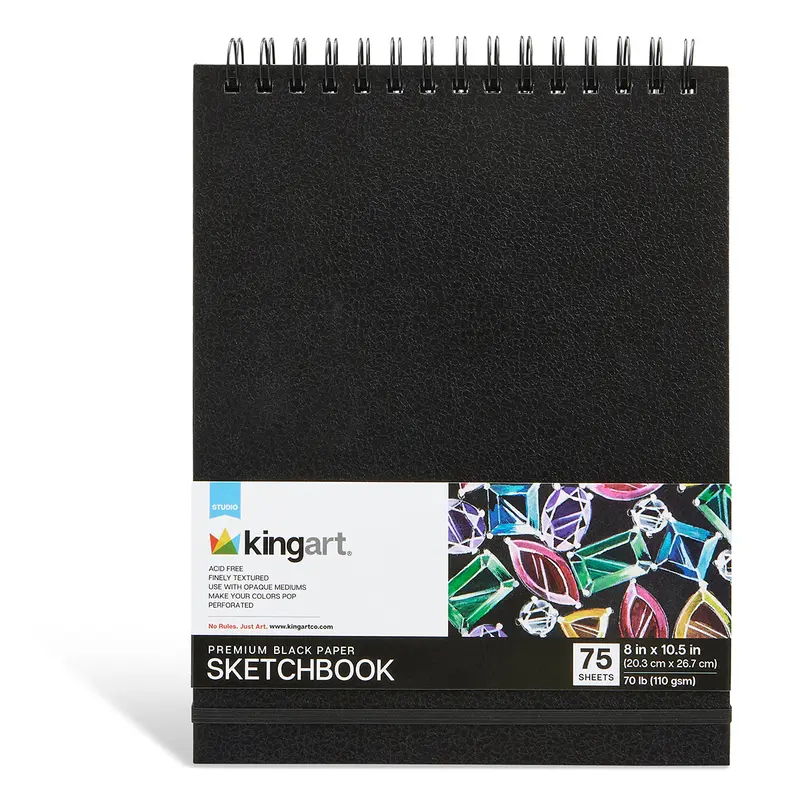 Black Paper Sketchbook  8" x 10.5" - 75 Sheets
