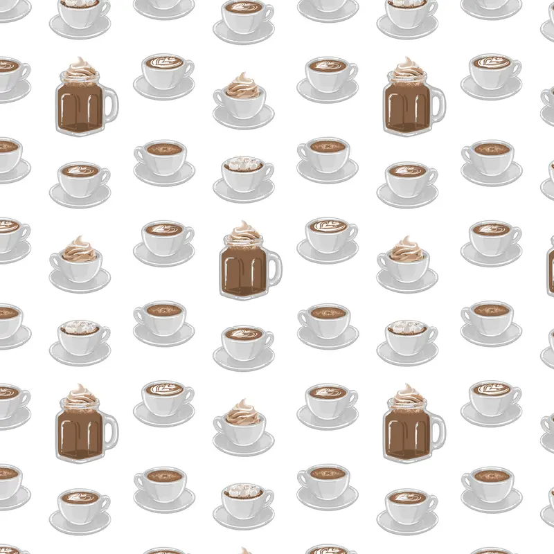 Cup Of Delight Fabric - White/Brown