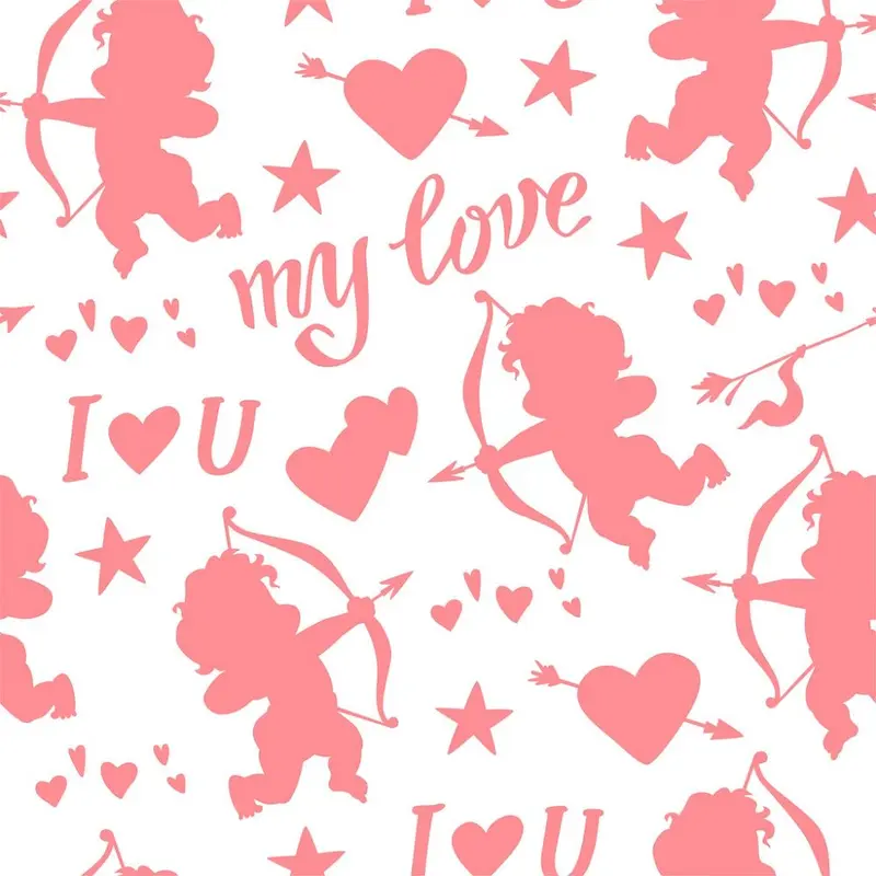 Cupid Silhouettes and Phrases Fabric
