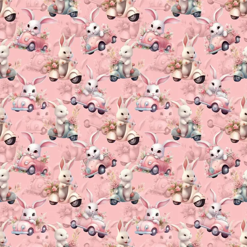 Cute Bunny in Car Fabric