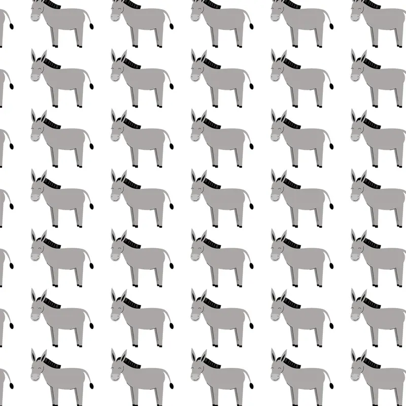 Cute Donkey Fabric - Gray
