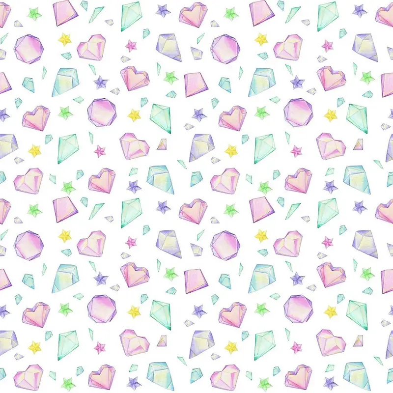 Cute Dragons Hearts & Crystals & Stars Fabric