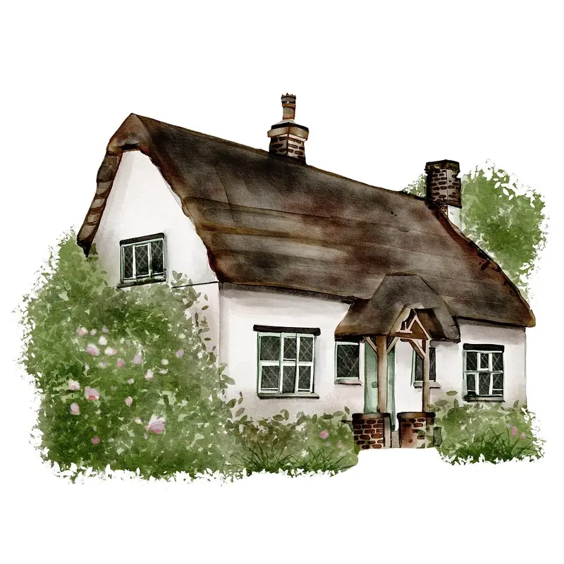 English Garden Cottage Fabric Panel