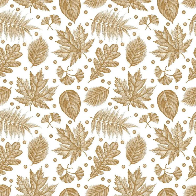 Engraved Leaves Fabric - Gold