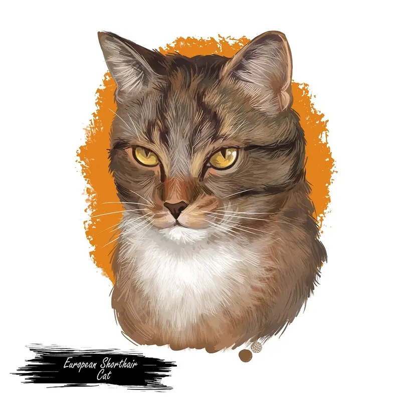 European Shorthair Cat Portrait Fabric Panel