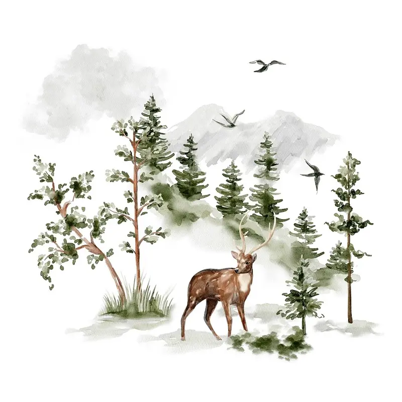 Evergreen Forest Scene #2 Fabric Panel