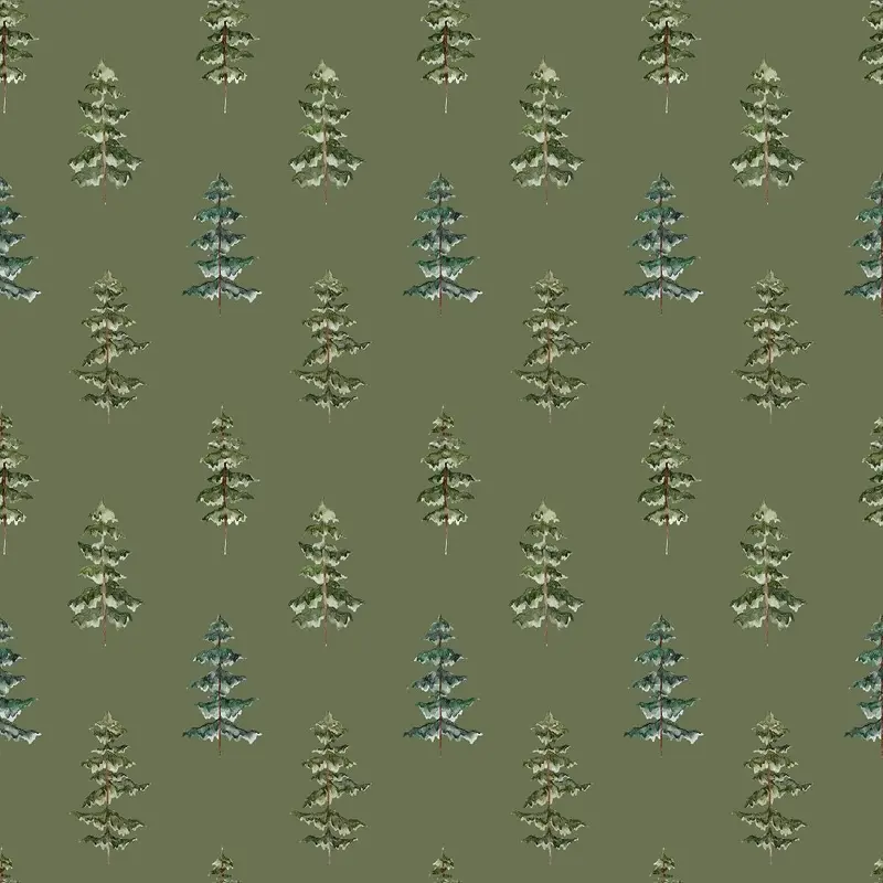 Evergreen Forest Trees Fabric - Green