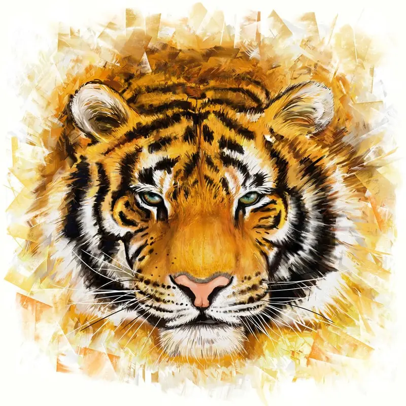 Fading Wild Tiger Head Fabric Panel