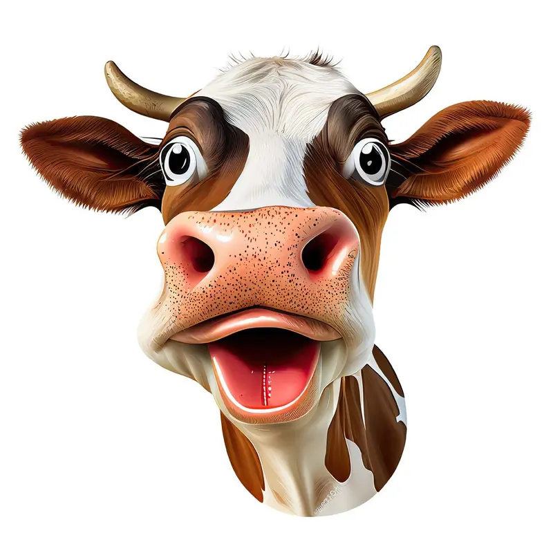Funny Cow Face #3 Fabric Panel