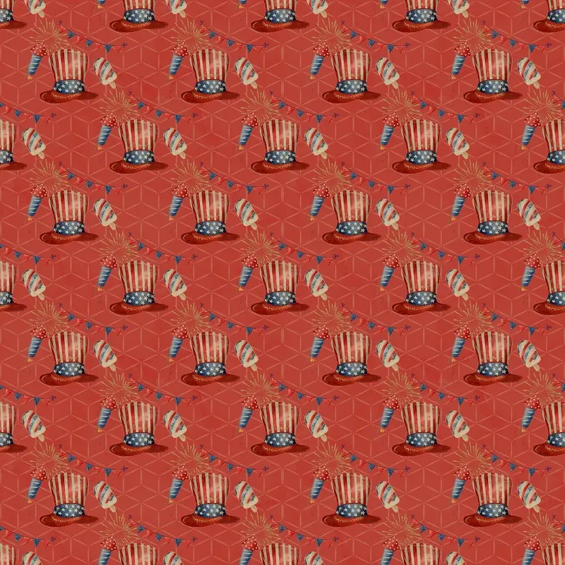 Geometric Patriotic Party Supplies Fabric - Red