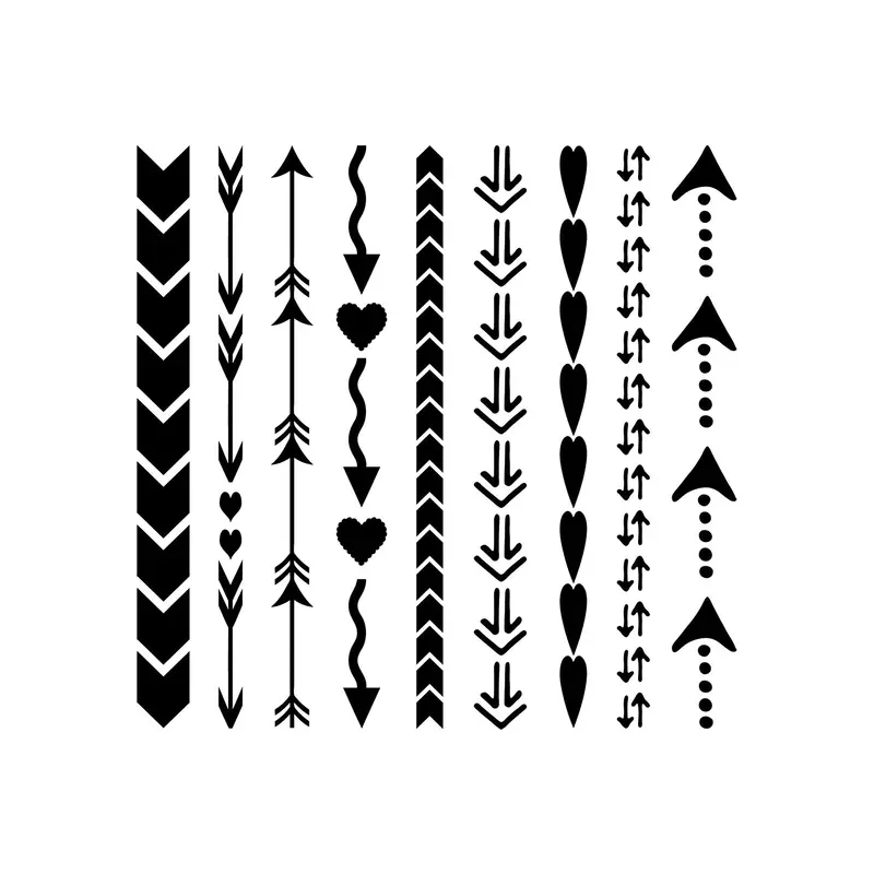 Mixed Media Stencil - Arrows & Hearts, 6 x 6 in.