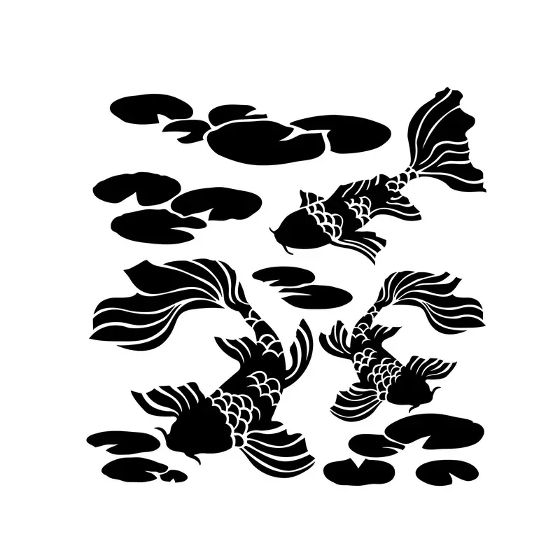 Mixed Media Stencil - Koi Fish, 6 x 6 in.