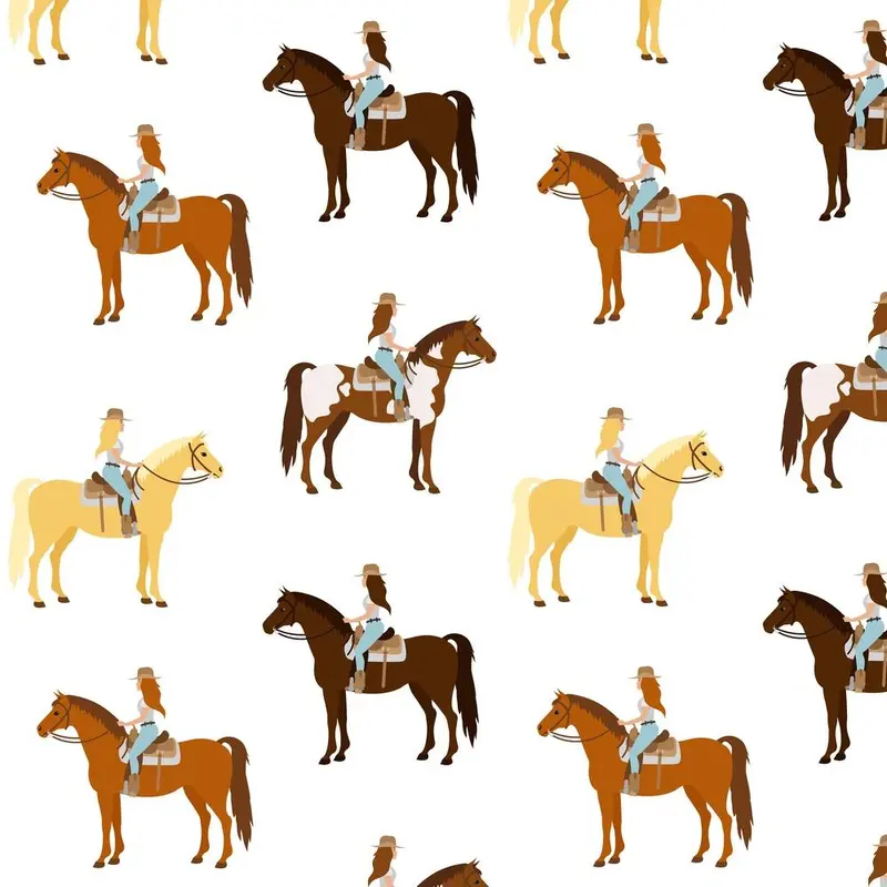 Cowgirl On Horse Fabric