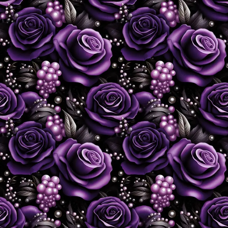 Elegant Purple Roses Fabric