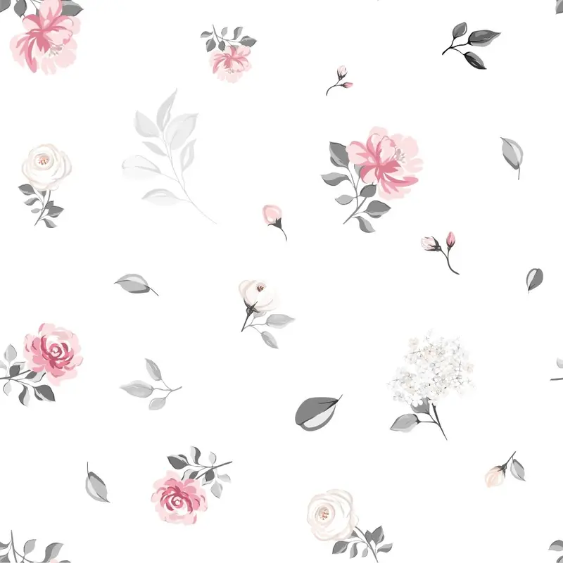 Elegant Roses Single Fabric - White