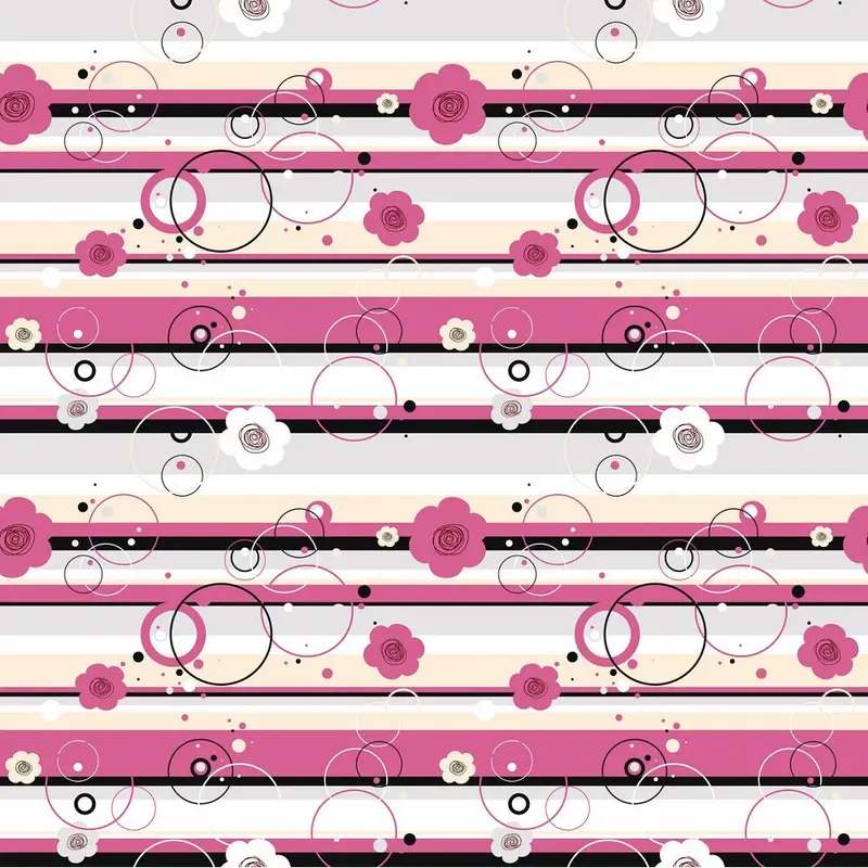 Floral Stripes and Bubbles Fabric