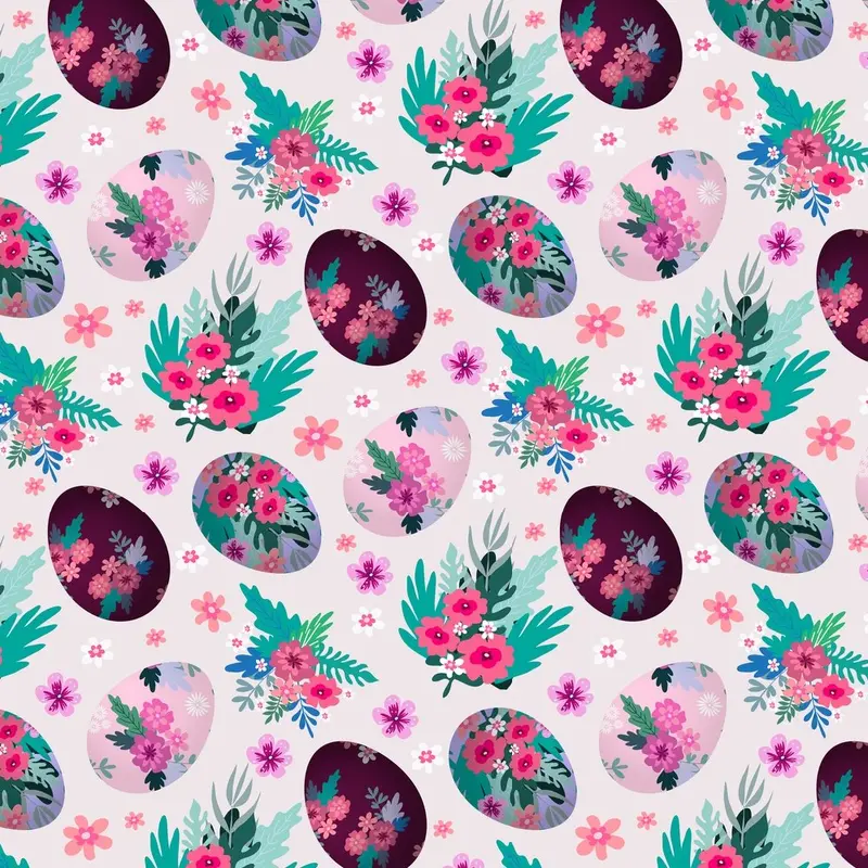 Floral Themed Easter Egg Fabric