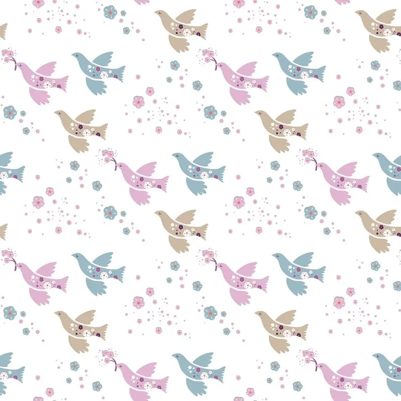 Flowers and Birds with Branches Fabric