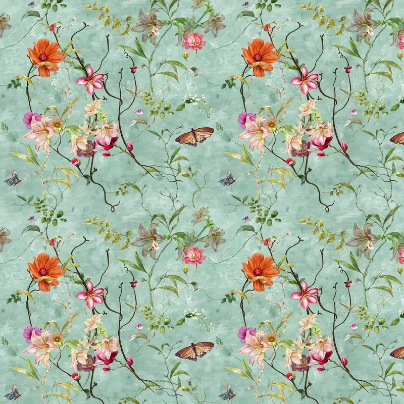Flowers & Butterflies Painting Fabric