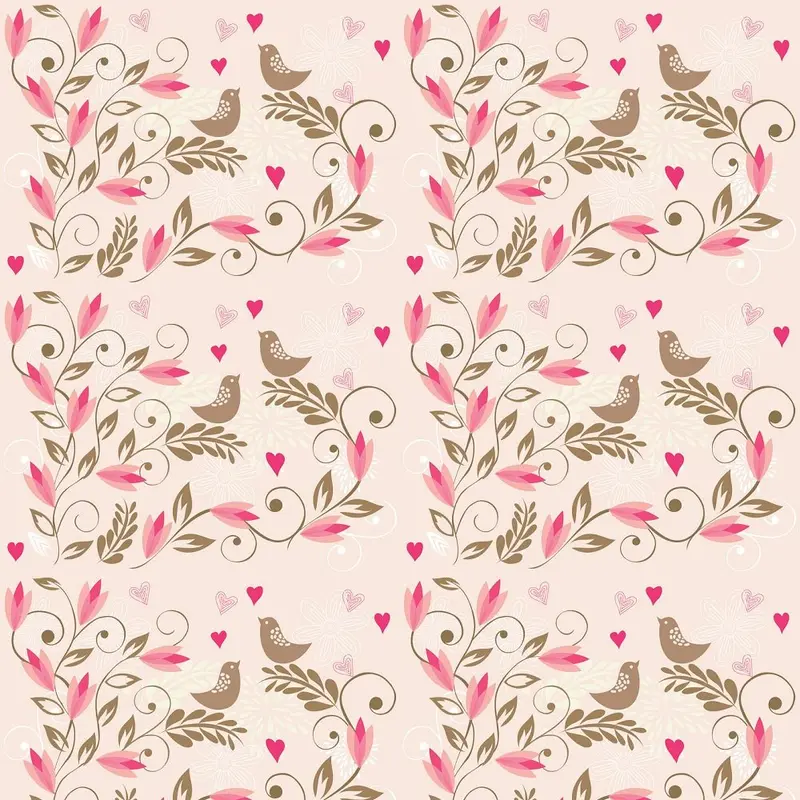 Flowers, Vines, and Birds Fabric