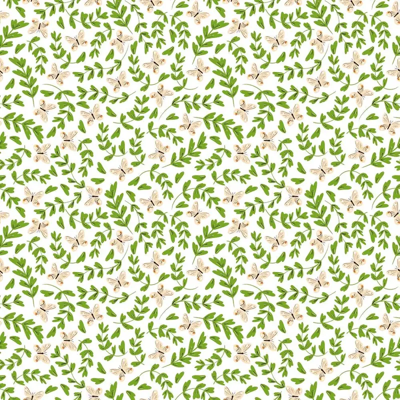 Flutter and Gather Butterflies and Leaves Fabric
