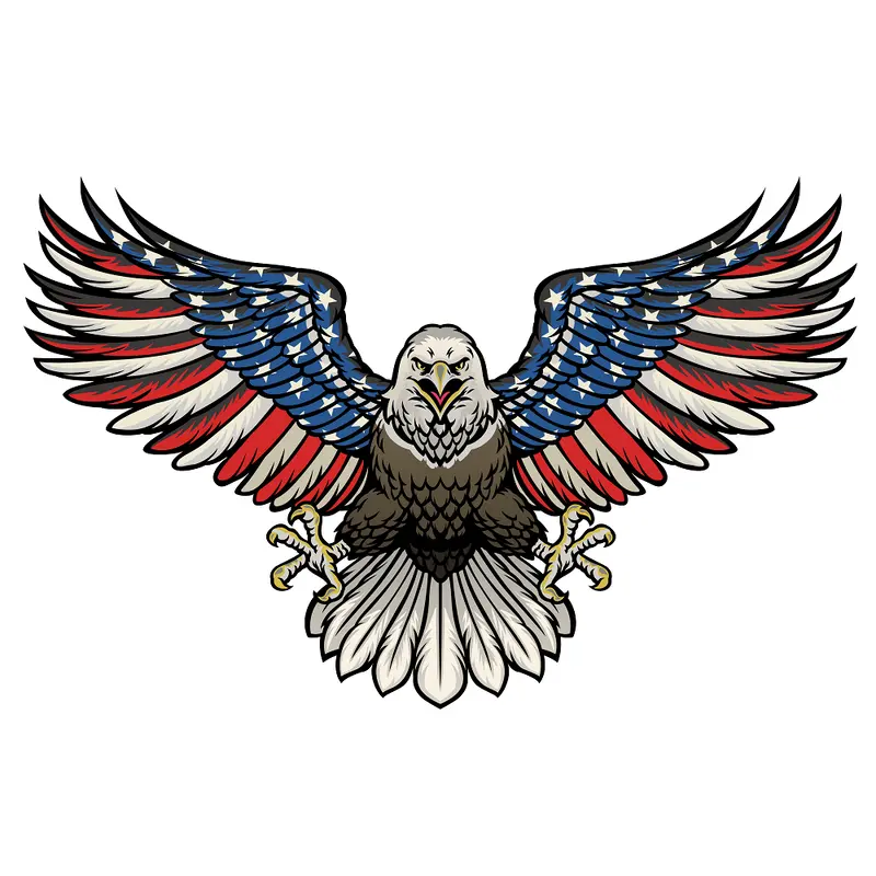 Flying American Bald Eagle Fabric Panel